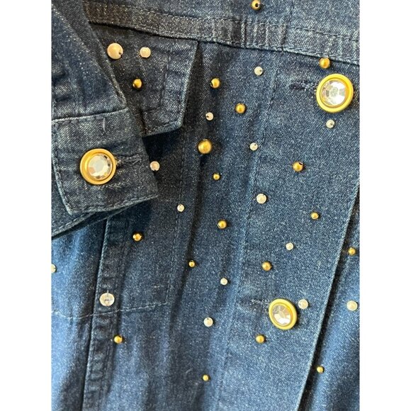 Quacker Factory Denim Trucker Jacket Plus size 1X Jean coat NWT Full Zip Studded - Picture 11 of 11